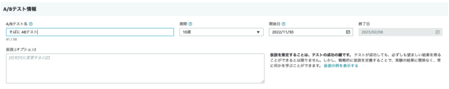 4. A/Bテスト情報を入力